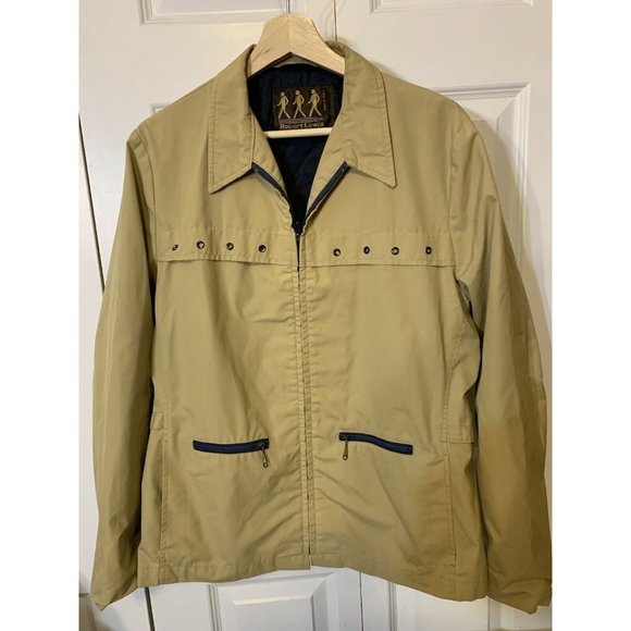 Vtg Robert Lewis Men’s Sz 40 Lined Vented Full Zip Front Jacket w/Pockets Beige - Picture 7 of 8